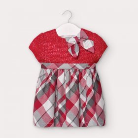 Mayoral Red Check Combined Dress Style 2952