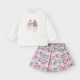 Mayoral Top and Pink Shoe Print Skirt Style 2971