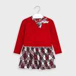 Mayoral Combined Dress with Tartan Skirt Style 4978 Red