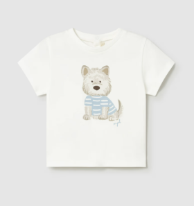 Mayoral S/S Puppy Print T-Shirt Style 1001 - Cream
