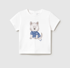 Mayoral S/S Puppy Print T-Shirt Style 1001 - White