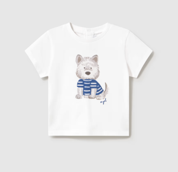 Mayoral S/S Puppy Print T-Shirt Style 1001 - White