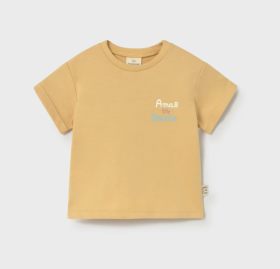 Mayoral Short-Sleeved T-Shirt with Chest Print Style 1077- Honey