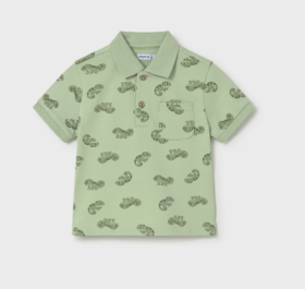 Mayoral Chameleon Print Polo Shirt Style 1108 - Matcha
