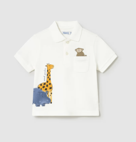 Mayoral Safari Animal Print Polo Shirt Style 1108 - Cream