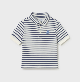 Mayoral Striped Embroidered S/S Polo Shirt Style 1110 - Ocean