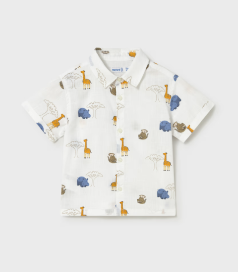 Mayoral Safari Animal Print Shirt Style 1114 - White