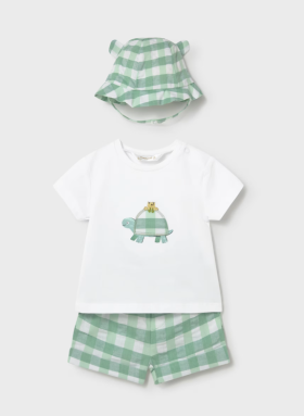 Mayoral 3-Piece Set Top, Shorts & Hat Style 1276 - Apple