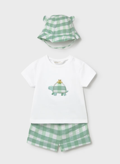 Mayoral 3-Piece Set Top, Shorts & Hat Style 1276 - Apple