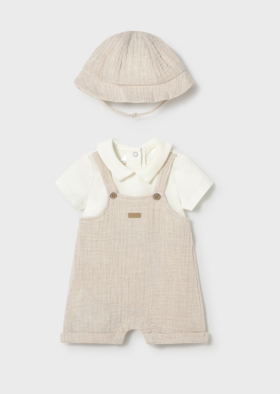 Mayoral All-in-One Romper with Hat Set Style 1651 - Wheat
