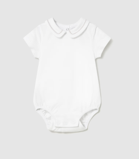 Mayoral S/S Romper with Embroidered Collar Style 1723 - White
