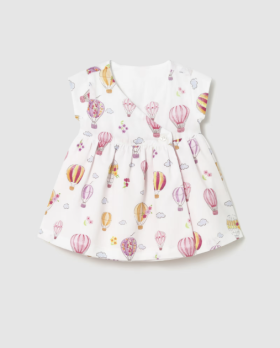 Mayoral Reversible/Wrap-over Balloon Print Dress Style 1807-Pink