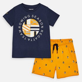 Mayoral Navy 'Rowing' T-Shirt and Mustard Shorts Style 3618