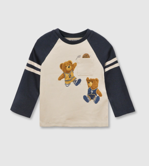 Mayoral L/S Contrast Sleeve Bear Print T-Shirt Style 2059 -Night
