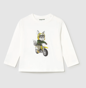 Mayoral L/S Squirrel Biker T-Shirt Style 2065 - Cream