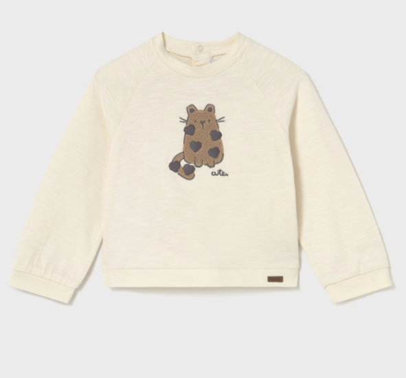 Mayoral L/S Cat Applique T-Shirt Style 2080 - Macchiato