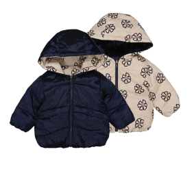 Mayoral Reversible Flower Printed Padded Coat Style 2437 - Navy