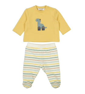 Mayoral Two-Piece Dino & Striped Leggings Set Style 2566 - Honey