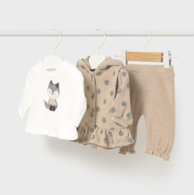 Mayoral 3 Piece Frilled Hooded Tracksuit Style 2608 - Oat