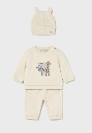 Mayoral Three-Piece Soft Cord \'Animal\' Set Style 2624 - Pottery