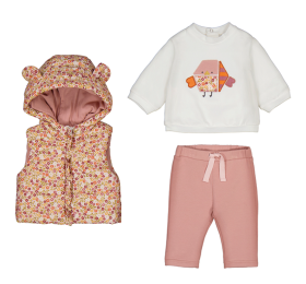 Mayoral Three-Piece Tracksuit Set with Gilet Style 2632 - Peach