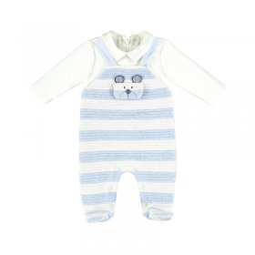 Mayoral Striped Padded Onesie Style 2674 - Pale Blue/White