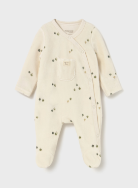 Mayoral Velour Green Fruit Print Onesie Style 2729 -Cream & Sage