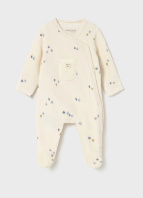 Mayoral Velour Print Onesie Style 2729 - Cream & Sky