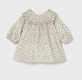 Mayoral Velvet Ditsy Floral Print Dress Style 2822 - Olive