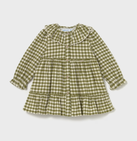 Mayoral Button Front Gingham Tiered Dress Style 2910 - Bayleaf