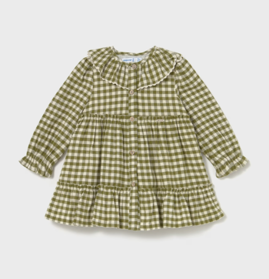 Mayoral Button Front Gingham Tiered Dress Style 2910 - Bayleaf