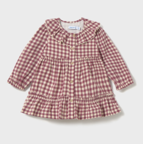 Mayoral Button Through Gingham Tiered Dress Style 2910 - Blush