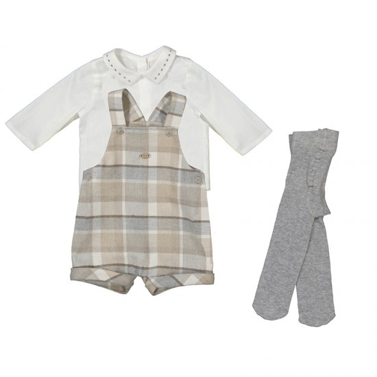 Mayoral Three-Piece Dungaree & Tights Set Style 2631 - Walnut