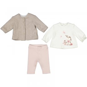 Mayoral 3 Piece Set with Cardigan/Top/Leggings Style 2702-Blush