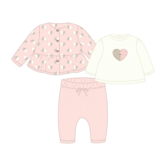 Mayoral 3 Piece Leggings Set Heart Print Style 2785 - Baby Rose