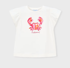 Mayoral S/S Crab Print T-Shirt Style 3007 - Off White/Geranium