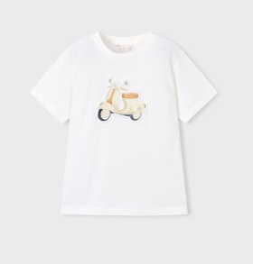 Mayoral S/S T-Shirt with Motor Bike Print Style 3059 - Cream