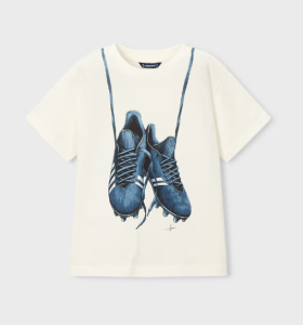 Mayoral S/S Football Print T-Shirt Style 3075 - Cream