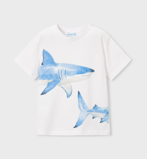 Mayoral S/S Shark Print T-Shirt Style 3080 - White