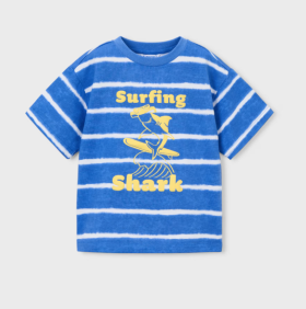 Mayoral Surfing Shark Print T-Shirt Style 3082 - Blue Stripe
