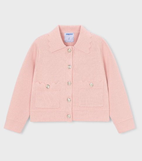 Mayoral Scalloped Collar Knitted Jacket Style 3450 -Blossom Pink