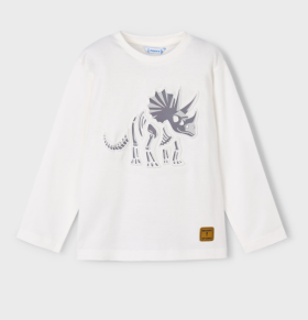 Mayoral L/S T-Shirt with Dino Embossed Print Style 4089 - Cream