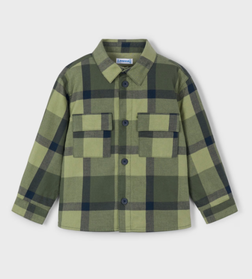 Mayoral L/S Checked Overshirt Style Style 4123 - Olive