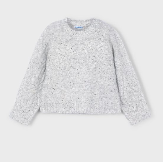 Mayoral Cable Detail Jumper with Sequins Style 4306 -Silver Grey