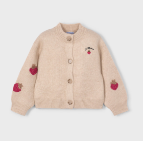Mayoral Cardigan with Strawberry Embroidery Style 4309 - Sesame