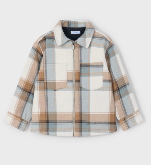 Mayoral Zipped Front Check Jacket Style 4414 - Caramel