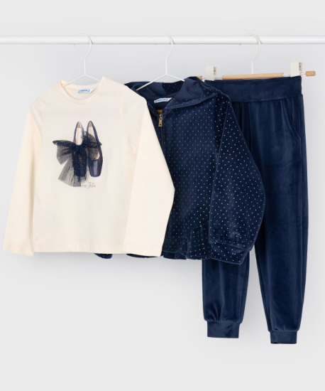 Mayoral Three-Piece Velour Jogger Set Style 4892 - Navy