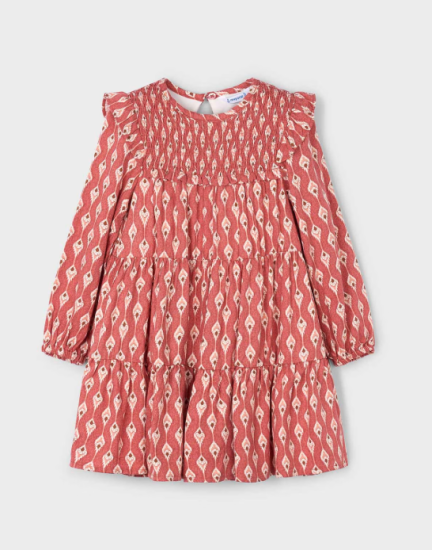 Mayoral L/S Viyella Print Tiered Dress Style 4912 - Tandoori