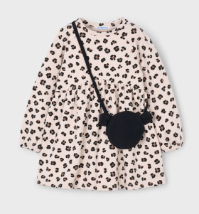 Mayoral Sweatshirt Leopard Print Dress & Bag Set Style 4926-Sand