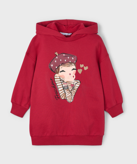 Mayoral Longline Hooded Sweatshirt/Dress Style 4928 - Red